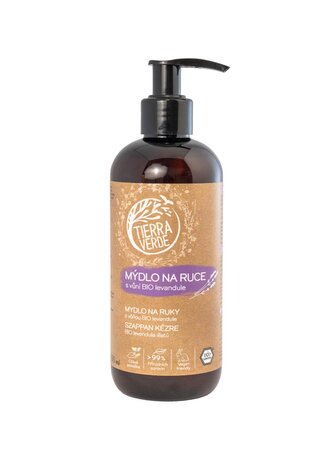 Tierra Verde Tekuté mýdlo na ruce - BIO Levandule 290 ml - s českým bio jitrocelem
