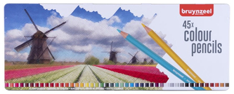 Kredki 45-kol. w metalowym pudełku wiatraki, Bruynzeel