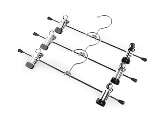 Kovové ramínko na zboží s klipy - 10 ks - stříbrná