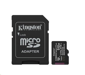 Kingston paměťová karta 512GB Canvas Select Plus Gen 3 microSDXC 150R A1 C10 Card + ADP