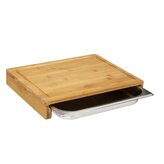 5Five® Bambusové krájecí prkénko s nerezovým zásobníkem 35 x 28 cm