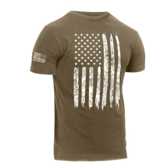 Tričko Distressed US Flag Athletic Fit, Rothco, coyote, L