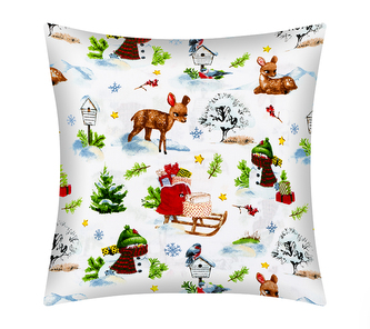 Povláček bavlněný - vánoce - Bílá,Zelená,Červená - 40x40 cm