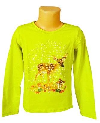 Dívčí tričko LEMON BERET KOLOUŠEK dlouhý rukáv, žlutozelená, velikost: 128/134