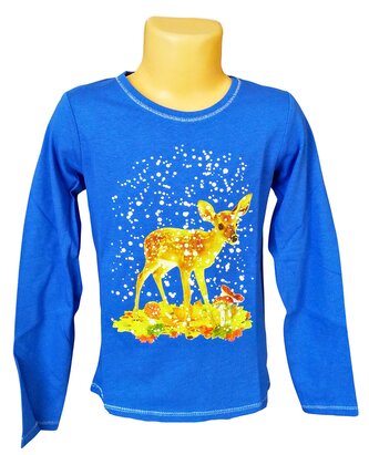 Dívčí tričko LEMON BERET KOLOUŠEK dlouhý rukáv, modrá, velikost: 116/122