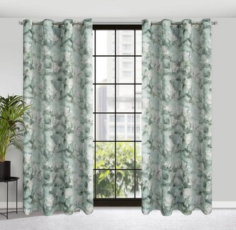Zatemňovací vzorovaný závěs s kroužky GRACIA mátová 140x250 cm (cena za 1 kus) MyBestHome