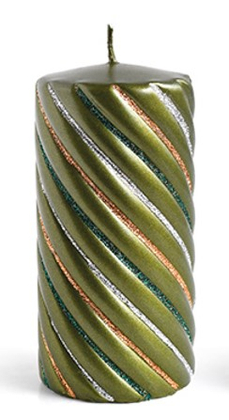 Świeca WINTER COLOURS Walec średni 7x14cm jasny zielony