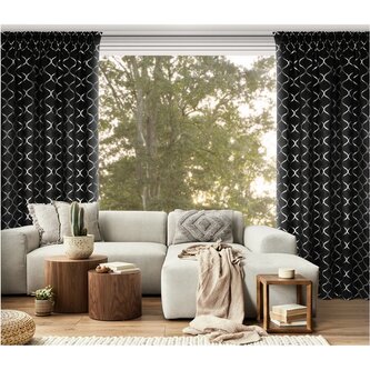 Zatemňovací vzorovaný závěs s řasící páskou ZOTTA 140x270 cm černá (cena za 1 kus) MyBestHome