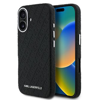Karl Lagerfeld Grained PU Repeated Logo MagSafe Zadní Kryt pro iPhone 16 Black Karl Lagerfeld Grained PU Repeated Logo MagSafe Zadní Kryt pro iPhone 16 Black