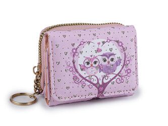 Mini peněženka dětská 7x8,5 cm - 1 ks - 21 růžová sv. sova