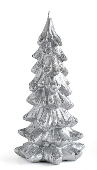 Świeca CHOINKA figurka duża 11,5x21cmparafinowa srebrna