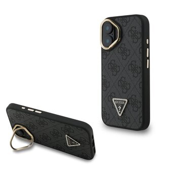 Guess PU 4G Strass Triangle Logo Stand Camera Frame MagSafe Zadní Kryt pro iPhone 16 Black Guess PU 4G Strass Triangle Logo Stand Camera Frame MagSafe Zadní Kryt pro iPhone 16 Black
