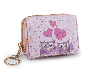 Mini peněženka dětská 7x8,5 cm - 1 ks - 17 růžová nejsv. sova