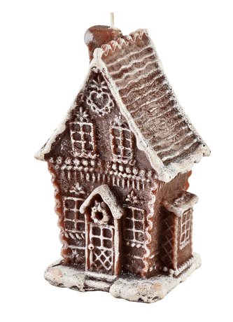 Świeca CHATKA PIERNIKOWA z brokatem duża 11x19cm parafinowa brązowa