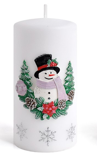 Świeca BAŁWANEK walec mały 7xh10cm białaparafinowa