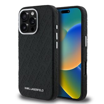Karl Lagerfeld Grained PU Repeated Logo MagSafe Zadní Kryt pro iPhone 16 Pro Black Karl Lagerfeld Grained PU Repeated Logo MagSafe Zadní Kryt pro iPhone 16 Pro Black