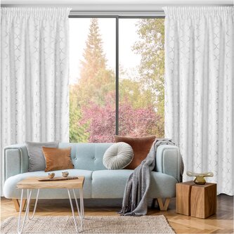 Zatemňovací vzorovaný závěs s řasící páskou ZOTTA 140x270 cm bílá (cena za 1 kus) MyBestHome