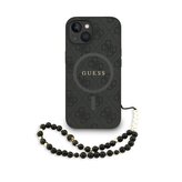 Guess PU Leather 4G Colored Ring Strap MagSafe Zadní Kryt pro iPhone 14 Black