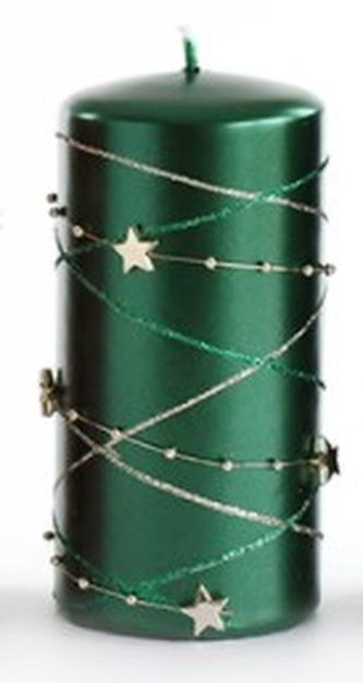 Świeca GIRLANDA walec duży 7xh18cm zielona