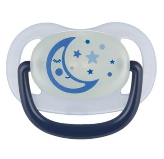 CANPOL 22/501_blu new Smoczek uspokajający silikonowy 6-18m anatomiczny NIGHT DREAMS niebieski