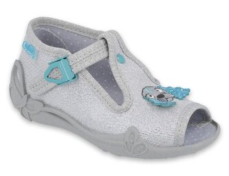 213P121 18 - dívčí bačkorky Befado stříbrné,pejsek 213P121_23