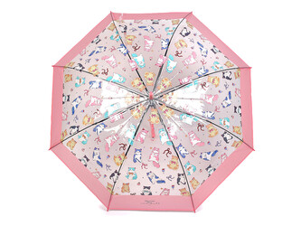 Dámský / dívčí průhledný vystřelovací deštník kočky - 1 ks - 2 růžová