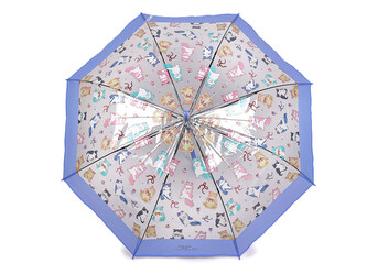 Dámský / dívčí průhledný vystřelovací deštník kočky - 1 ks - 3 levandulová