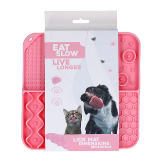 Eat Slow Live Longer lízací zpomalovací podložka Rectangle růžová