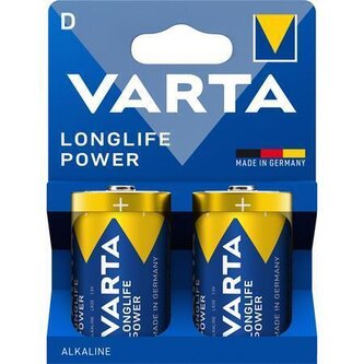 Baterie "Longlife Power", Typ D - LR20, 2 ks, bez plastu, VARTA 4920121422