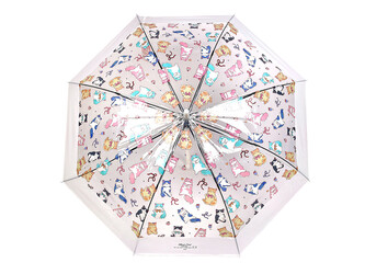 Dámský / dívčí průhledný vystřelovací deštník kočky - 1 ks - 1 bílá