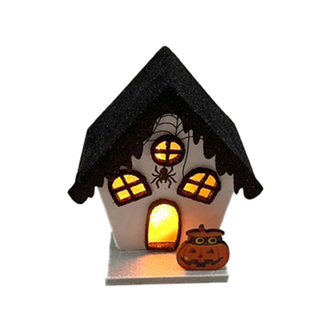Dekorace - Halloween - Strašidelný domeček s dýní a pavoukem 25-LED