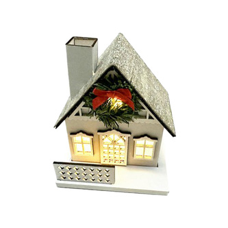 Dekorace - vánoční - domeček s věncem - LED