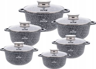 Sada hrnců s keramicko-mramorovým povrchem a poklicemi, 12 dílná