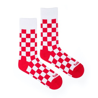 Ponožky Šachovnice červená Bílé M (41-45)