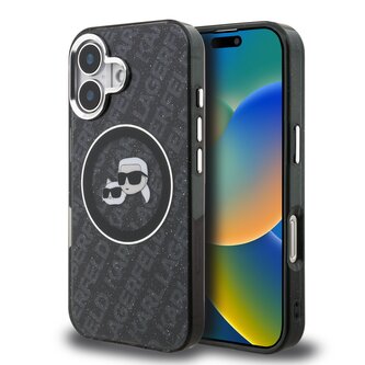 Karl Lagerfeld IML K&CH Heads Repeated Logo MagSafe Zadní Kryt pro iPhone 16 Black Karl Lagerfeld IML K&CH Heads Repeated Logo MagSafe Zadní Kryt pro iPhone 16 Black