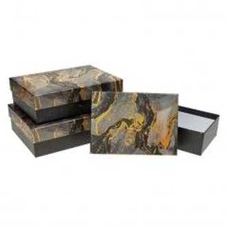 Pudełko prostokątne z kokardą 3szt marmur ROZETTE