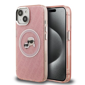Karl Lagerfeld IML K&CH Heads Repeated Logo MagSafe Zadní Kryt pro iPhone 15 Pink Karl Lagerfeld IML K&CH Heads Repeated Logo MagSafe Zadní Kryt pro iPhone 15 Pink