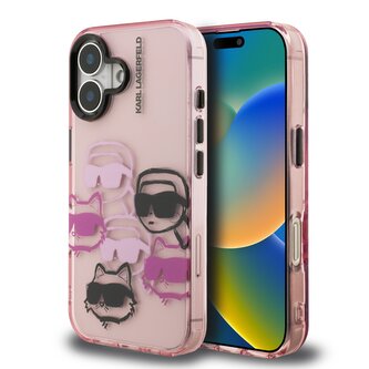 Karl Lagerfeld IML Multi K&CH Heads Zadní Kryt pro iPhone 16 Pink Karl Lagerfeld IML Multi K&CH Heads Zadní Kryt pro iPhone 16 Pink
