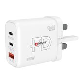 SKROSS USB A+C nabíjecí adaptér Power charger 65W GaN UK, Power Delivery, typ G