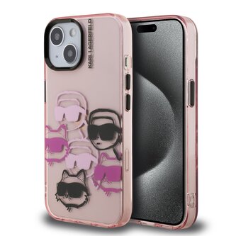 Karl Lagerfeld IML Multi K&CH Heads Zadní Kryt pro iPhone 15 Pink