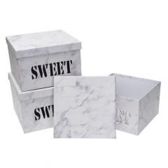 Pudełko Flower Box 3szt Sweet biały ROZETTE