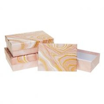 Pudełko prostokątne z kokardą 3szt marmur ROZETTE