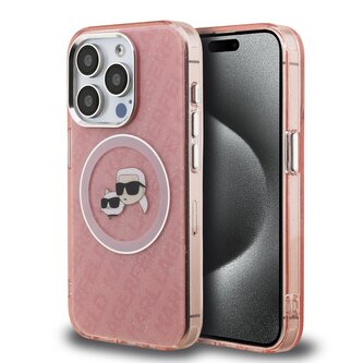 Karl Lagerfeld IML K&CH Heads Repeated Logo MagSafe Zadní Kryt pro iPhone 15 Pro Max Pink Karl Lagerfeld IML K&CH Heads Repeated Logo MagSafe Zadní Kryt pro iPhone 15 Pro Max Pink