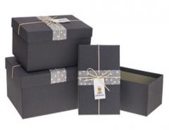 Pudełko prostokątne z kokardą 3szt czarny ROZETTE