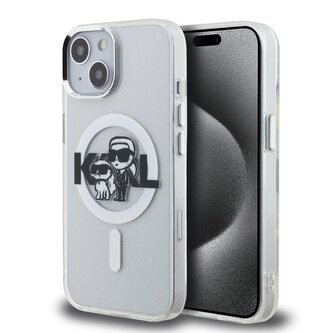 Karl Lagerfeld IML Glitter Karl and Choupette Sketch MagSafe Zadní Kryt pro iPhone 15 Transparent Karl Lagerfeld IML Glitter Karl and Choupette Sketch MagSafe Zadní Kryt pro iPhone 15 Transparent