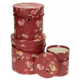 Pudełko Flower Box 3szt Miś czerwony ROZETTE