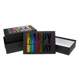 Pudełko prostokątne 3szt urodziny ROZETTE