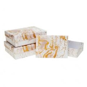 Pudełko prostokątne z kokardą 3szt marmur ROZETTE
