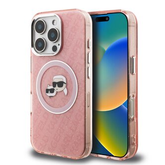 Karl Lagerfeld IML K&CH Heads Repeated Logo MagSafe Zadní Kryt pro iPhone 16 Pro Max Pink Karl Lagerfeld IML K&CH Heads Repeated Logo MagSafe Zadní Kryt pro iPhone 16 Pro Max Pink