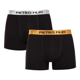 2PACK pánské boxerky Pietro Filipi černé Metalic mix (2PBMS3) M